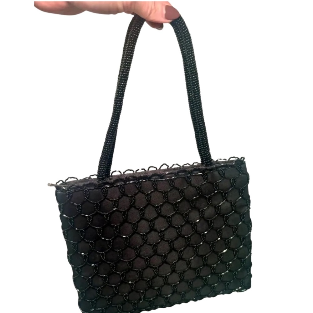 Vintage 70’s Bijoux Terner Black Beaded Evening Bag Purse